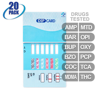 NEW Mintegrity Drug Test 12-Panel Dip Card Urine Home Kit 20-Pack #MI-WDOA-3124