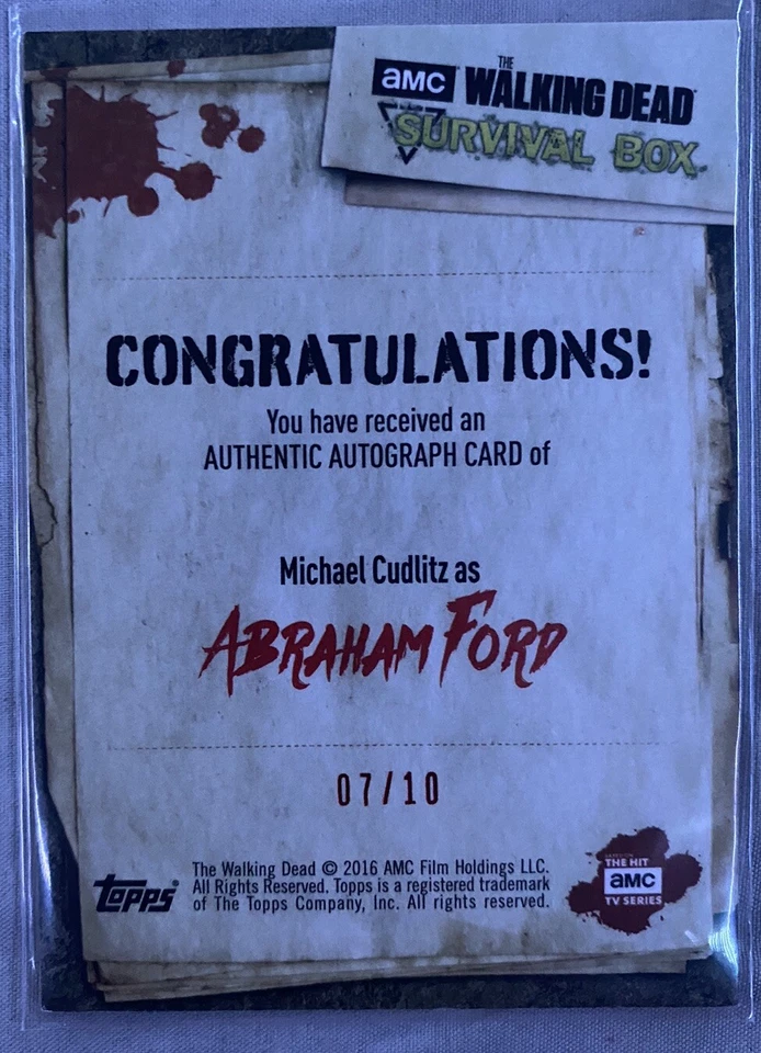 TOPPS 2016 THE WALKING DEAD SURVIVAL ABRAHAM FORD AUTOGRAPHED MAGGOTS CARD 07/10 - Image 2 of 2