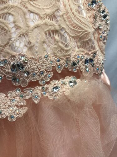 Kids Cinderella Couture Pink with Lace & Rhinestones Girls Formal Gown - Picture 3 of 18