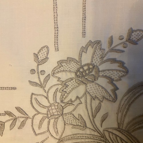 VTG Set Embroidered Linen Luncheon Card 31 x 32 Square Lily Tablecloth 6 Napkins - Picture 16 of 23