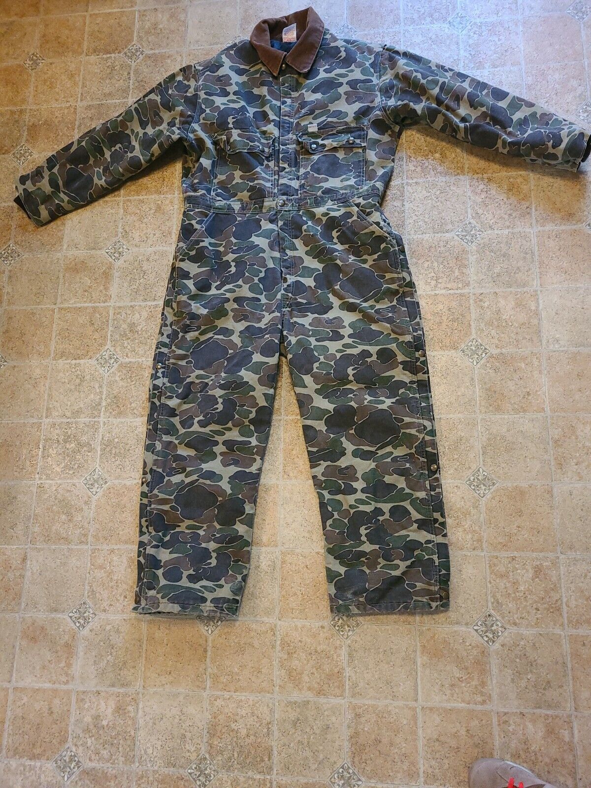 Vtg Carhartt Camo Coveralls Duck Canvas Size 46 XL  Insulated Hunting Thermal