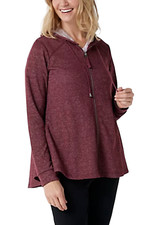 LOGO Lounge by Lori Goldstein Speckled French Terry Zip-Up Jacket Wine