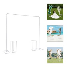 6.56 6.56ft Balloon Stand with 2 Flower Stands Metal Wedding Backdrop Stand