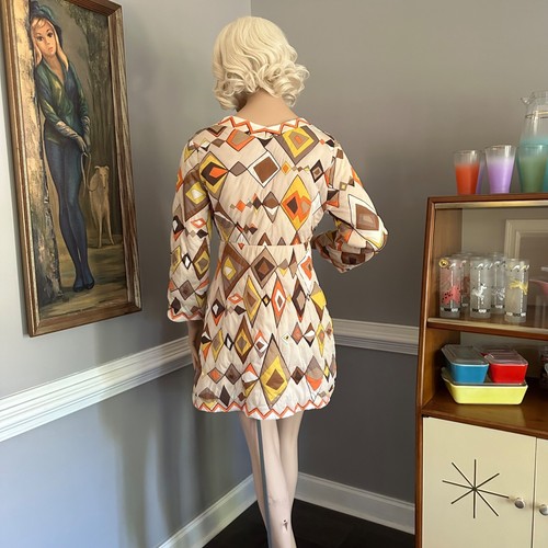 Vintage 1960s Emilio Pucci for Formfit Rogers Quilted Mini Dress Robe M - Picture 8 of 9