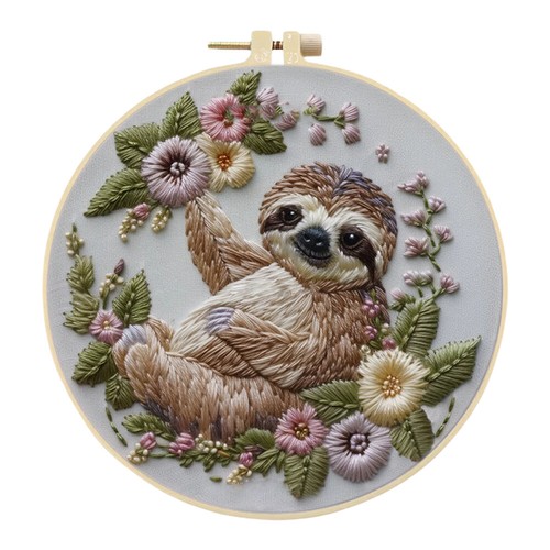 Animal Stamped Cross Stitch Embroidery Kits with Hoop Cloth Color Thread - Picture 4 of 48