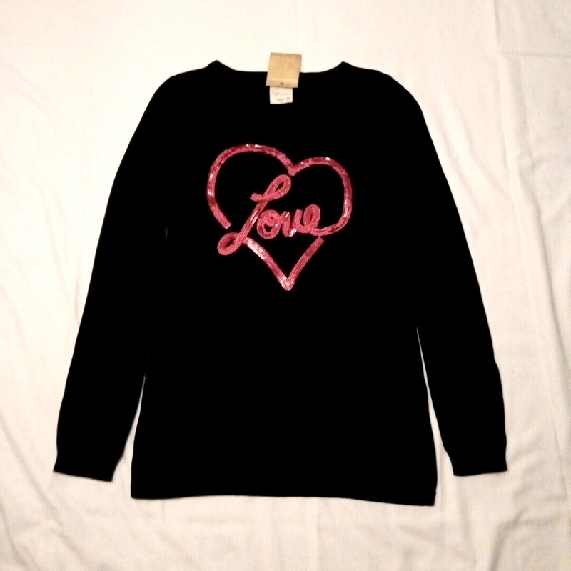 Sonoma Girl's Sweater Size 7 Color Black Love NWT