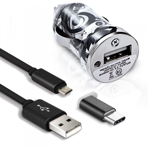 Chargeur Allume-Cigare Voiture KARYLAX CV15 - Pour Xiaomi Redmi Note 7 - Micro-USB Ou Type-C - Rapide