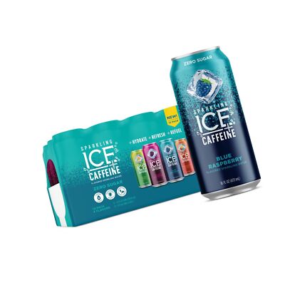 Sparkling Ice +Caffeine Variety Pack -Black Raspberry/Blue Raspberry/Strawberry