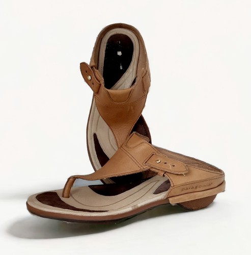 Patagonia Sandals Addie Tri Acorn Tan Leather Thong Slip On Women's Size 5 - Picture 2 of 13