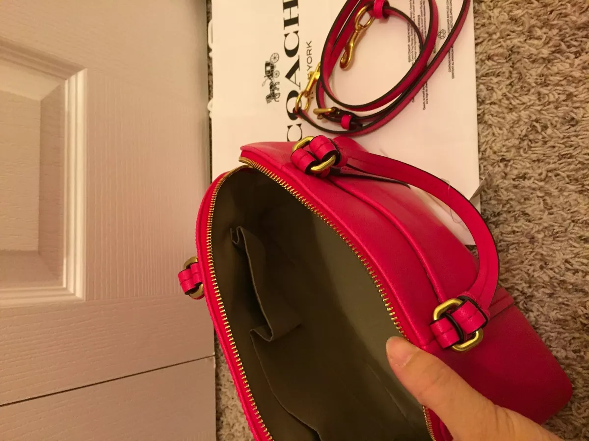 NWT COACH Peyton Leather Cora Domed Satchel Cross Body Bag F25671 Red