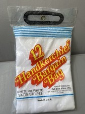 Vintage 12 Pack Handkerchiefs White on White Satin Stripes New