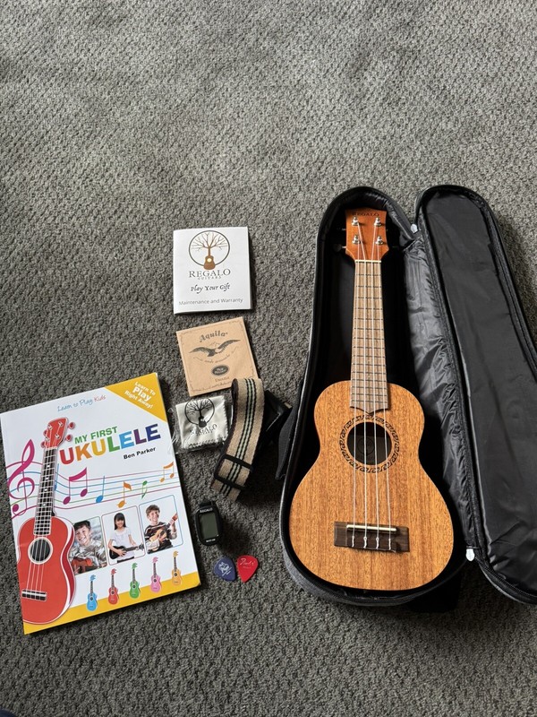 Regalo Guitars Ukulele Starter Set w/My First Ukulele, Lesson Book
