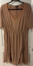 Torrid Plus Size Orange And Gray Striped Knit Dress. 2X