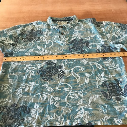 Vintage Crazy Shirts Poloshirt Herren XXL Blau Turtle Print Kurzarm Kragen - Bild 7 von 10