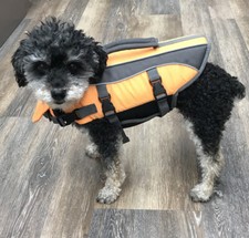 Dog Life Vest Orange Reflective Piping Tear Resistant Fabric Padded Comfy SMALL