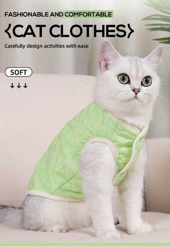 Faux Memory Quilted Cat Winter Coat - Arctic Fleece Lined for Warmth