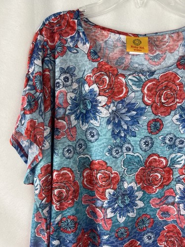Ruby Rd. Womens Top Blouse Size 2X Must Haves II Short Sleeve 25855 Blue A33 - Picture 5 of 10