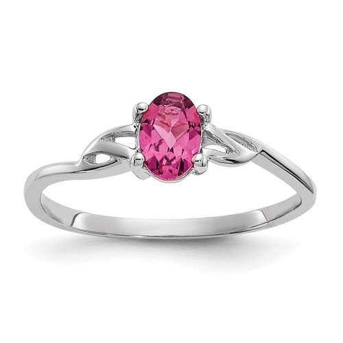 14k White Gold Pink Tourmaline Birthstone Ring for Women Size 7 eBay