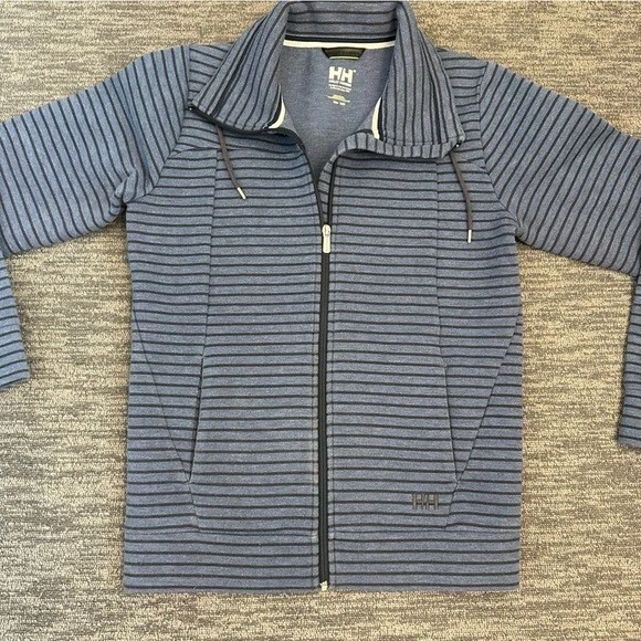 Chaqueta para mujer Helly Hansen cremallera completa cuello falso azul rayas exterior talla M Foto 2 de 4