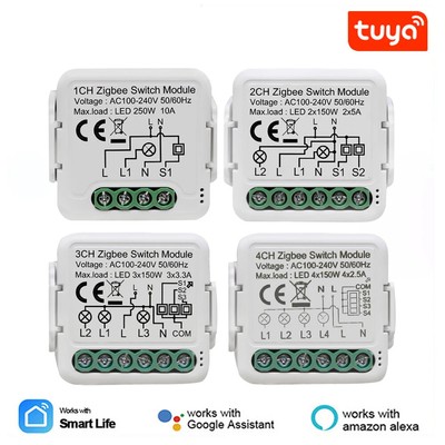Smart ZigBee Switch Module 10A Smart Home DIY Breaker Supports 2 Way Control Lot