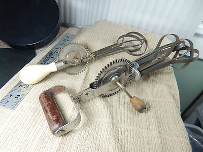 2pc-Vintage A&J Hand Egg Beater Mixer 11" Pat 1925 & 1-unmarked 12"Wood Handle | eBay