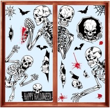Halloween Window Stickers, 8 Sheets Halloween Skeleton Window Clings Decals