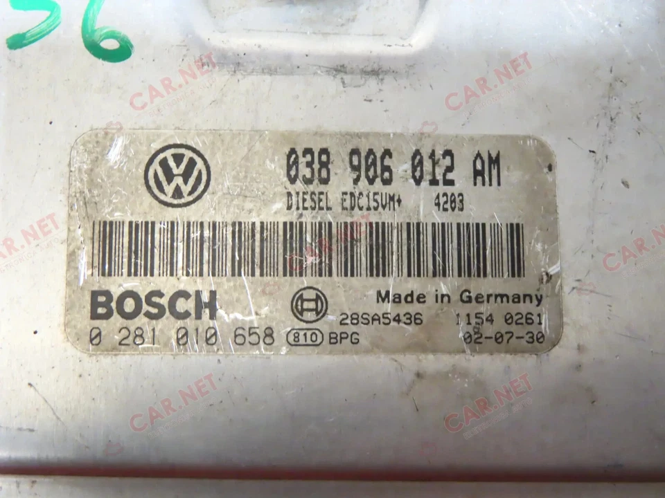 038906012AM CENTRALINA MOTORE VW POLO 9N 1.9 SDI 47KW BOSCH 0281010658 EDC15VM+ - Immagine 2 di 4