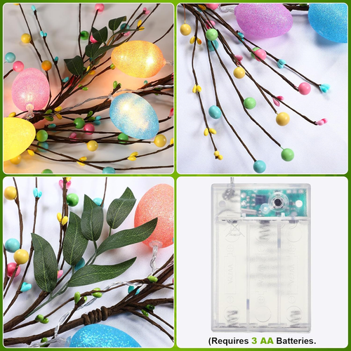 6 Ft Lighted Easter Garland Decoration with 8 Lighting Modes 15 LED Pastel Easte - Picture 5 of 12
