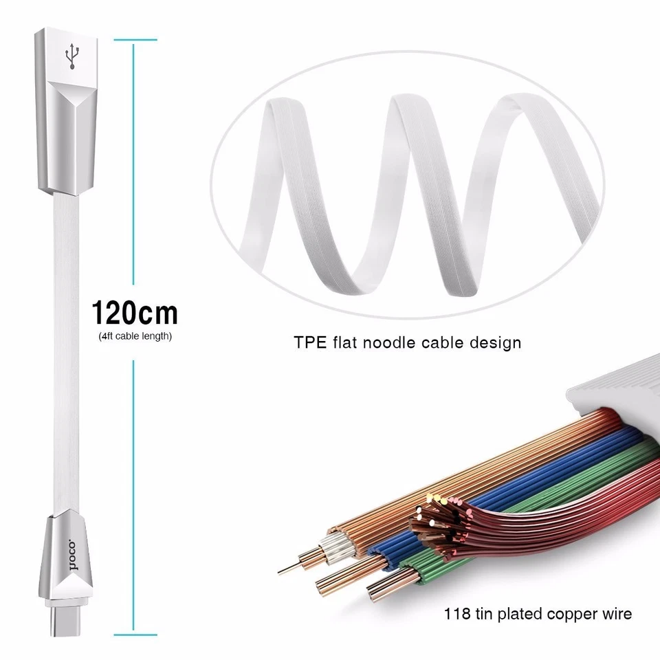 Lot USB Type C Data Charger Charging Cable Cord for Samsung Galaxy S8/Plus LG G6 - Image 3 of 4