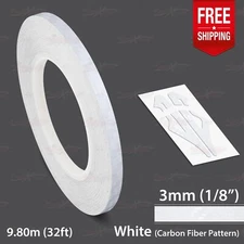 CARBON FIBER WHITE 1/8" 3mm Roll PIN STRIPE PinStriping TAPE Decal Vinyl Sticker