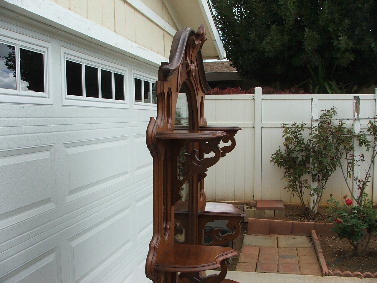 Quality Antique Victorian 6' 10" Decorative Walnut & Marble Etagere