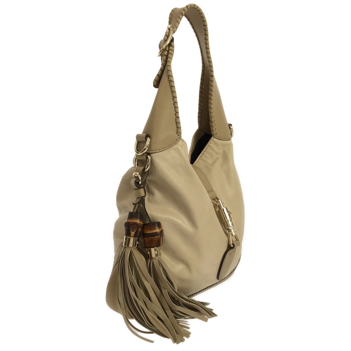 Auth GUCCI New Jackie 219725 Cream Beige Leather Shoulder Auth GUCCI New Jackie 219725 Cream Beige Leather Shoulder