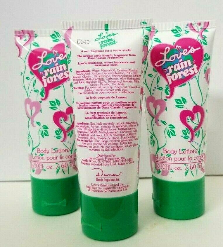 3 pk DANA Love's Rain Forest Body Lotion 2 fl oz each UNBOX Perfect for GIFTS