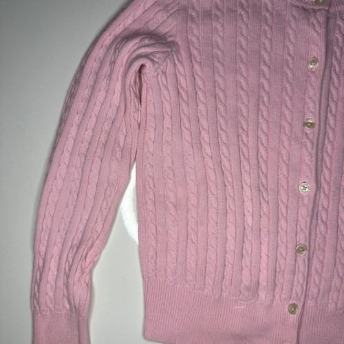 Polo Ralph Lauren Kids Cable Knit Cardigan Sweater Pink Cotton Blend Size S - Picture 6 of 17