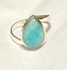 Gorgeous Natural Peruvian Blue Opal Ring 925 Sterling Silver Size 9.5  