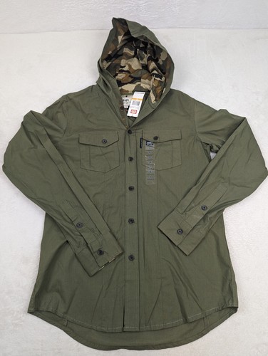 Men's Ecko Unltd Hooded Long Sleeve Shirt Button Up Size Small Camouflage