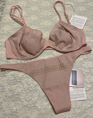 La Perla Malizia Meeting Full Coverage Bra Thong Panty Set 34B XS Pink