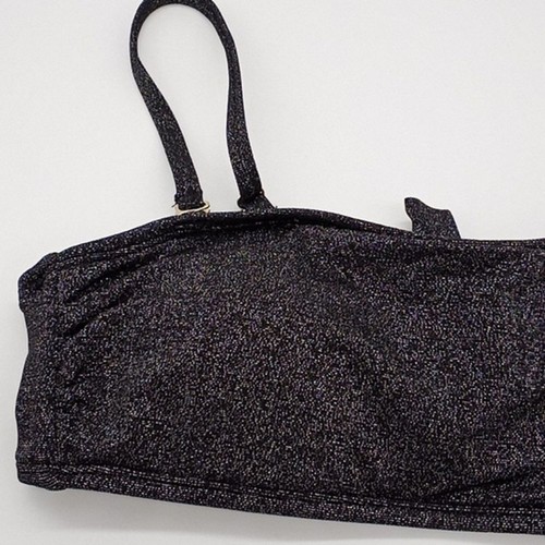 California Waves Bikini Top Juniors XL Metallic Shine Bandeau Swim Black - Picture 4 of 7