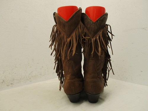 Botas de Vaquero Laredo Marrón Cuero Nobuck Flecos Mujer Talla 8.5 M Estilo 715 - Imagen 6 de 9