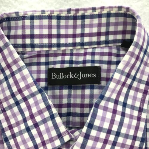 Bullock & Jones Shirt Mens Large Purple Check Button Up Long Sleeve USA Made - Picture 2 of 8