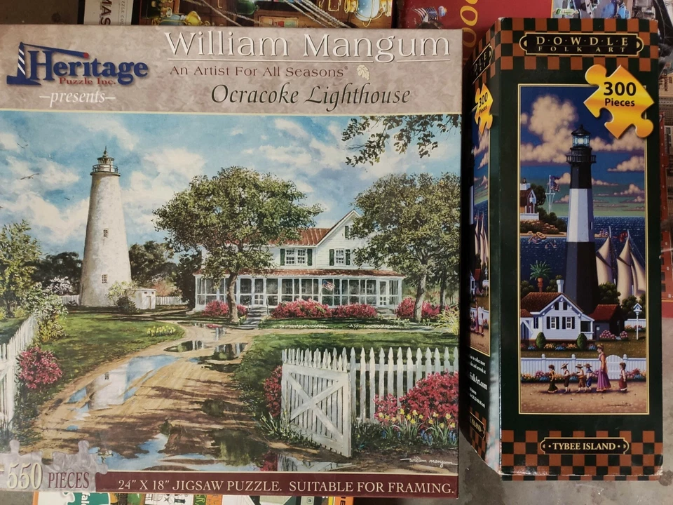 Lot 5 Jigsaw Puzzles 1000 2000 550 Buffalo Heritage Speedliner Lighthouse 1 new - Image 2 of 2