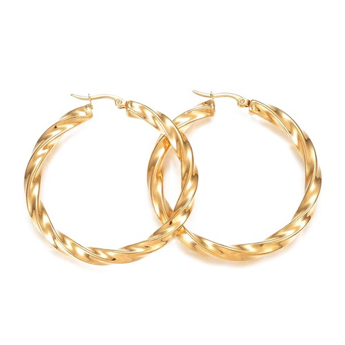 304 Stainless Steel Hoop Earrings Gold 52x49x5mm Pin 1x0.8mm  P586 - Bild 1 von 2
