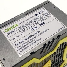 New--Green YELLOW 650w-MAX 12cm-Fan ATX Power Supply 20 4pin, SATA  PCIe