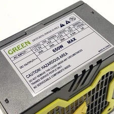 New--Green YELLOW 650w-MAX 12cm-Fan ATX Power Supply 20+4pin, SATA & PCIe
