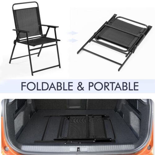 Set of 4 Outdoor Patio Folding Chairs Portable Dining Chairs for Camping Garden - Picture 4 of 5