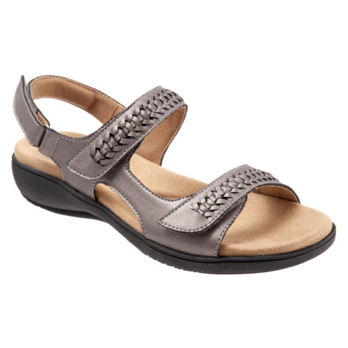 Trotters Romi Woven T2232-043 Womens Gray Leather Slingback Sandals Shoes - Picture 1 of 8