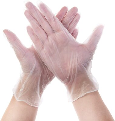 Basic Medical Clear Vinyl Exam Gloves Latex-Free+Powder-Free (100) LARGE