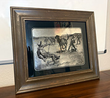Framed Frederic Remington &ldquo;Teaching a Mustang Pony to Pack Dead Game&rdquo; 1890