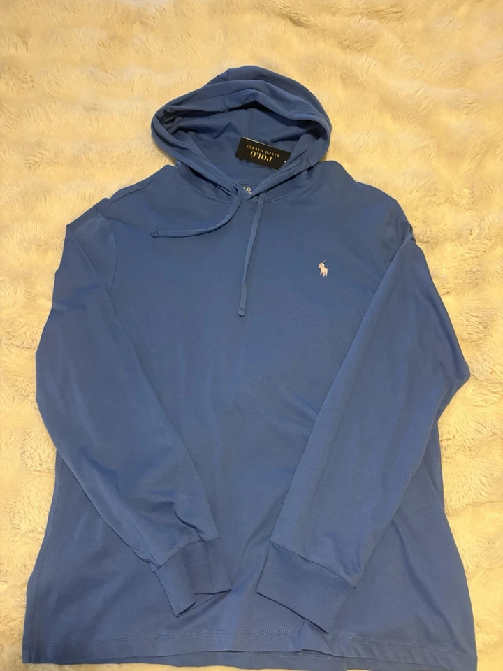 Polo Ralph Lauren Men's L Blue Pullover Hoodie Hooded Long Sleeve Emb Polo Pony - Image 4 of 4