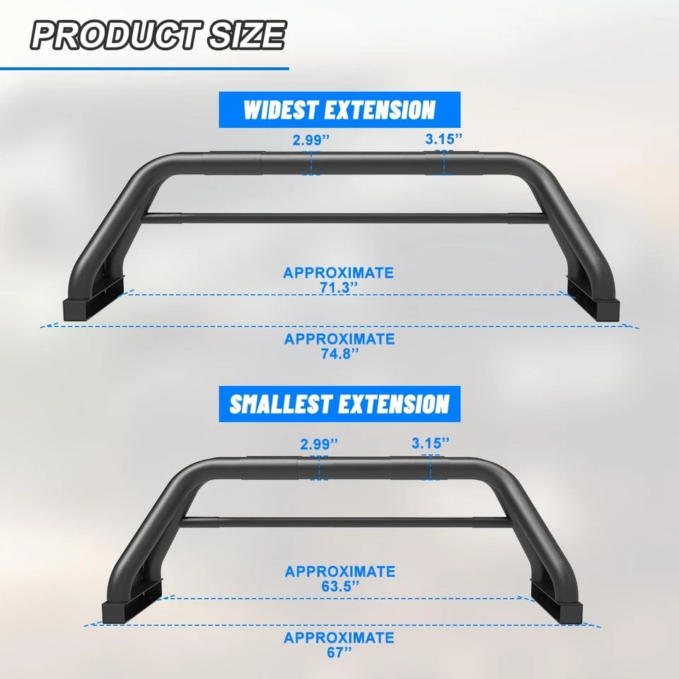 Steel Sport Bar Truck Bed Chase Rack Roll Bar For 2011-2025 RAM 1500/2500/3500  Foto 3 de 4
